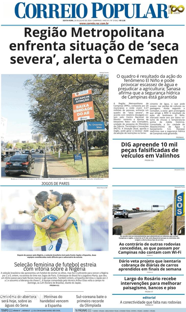 Capa Correio Popular - 2024-07-26