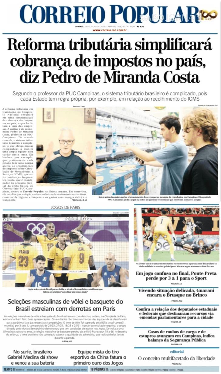 Capa Correio Popular - 2024-07-29