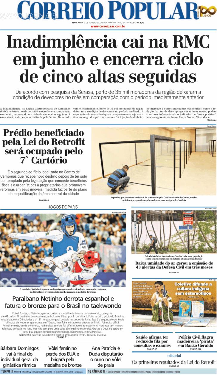 Capa Correio Popular - 2024-08-09