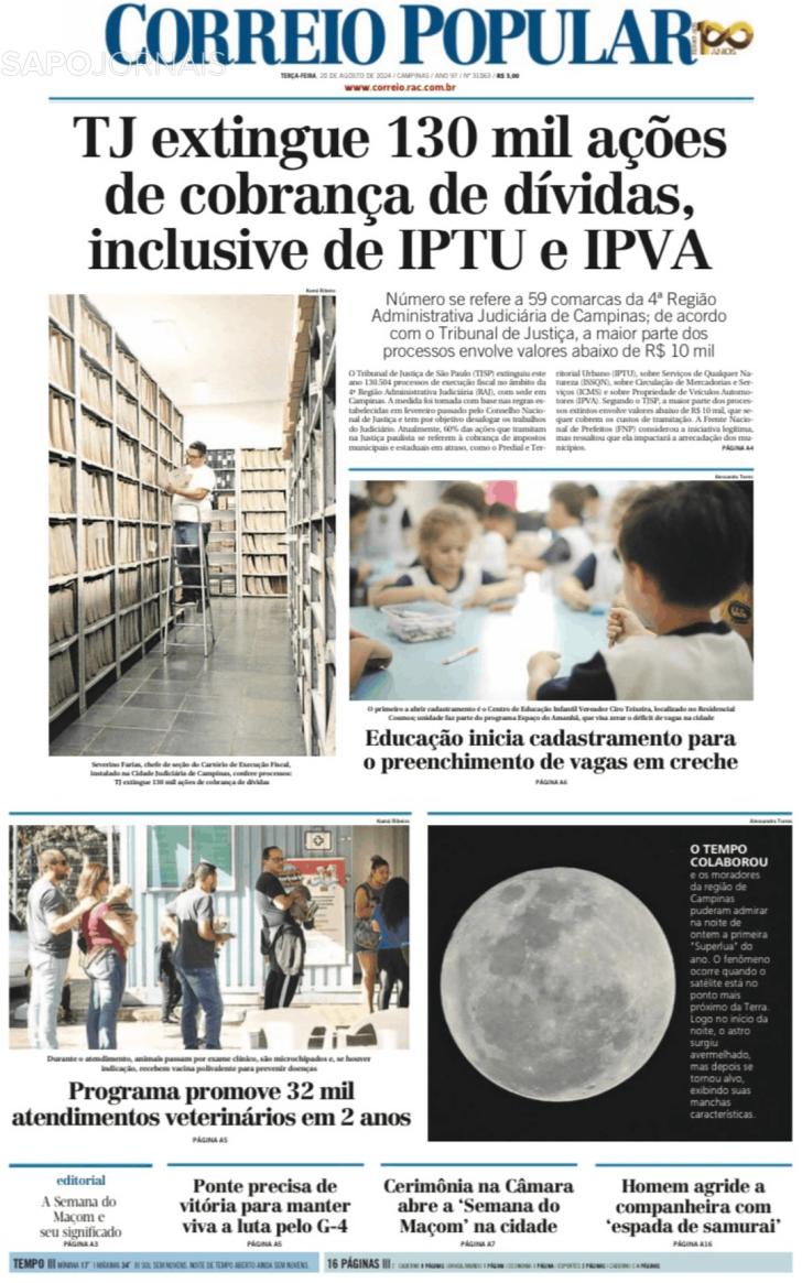 Capa Correio Popular - 2024-08-20