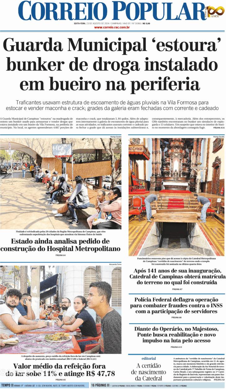 Capa Correio Popular - 2024-08-23