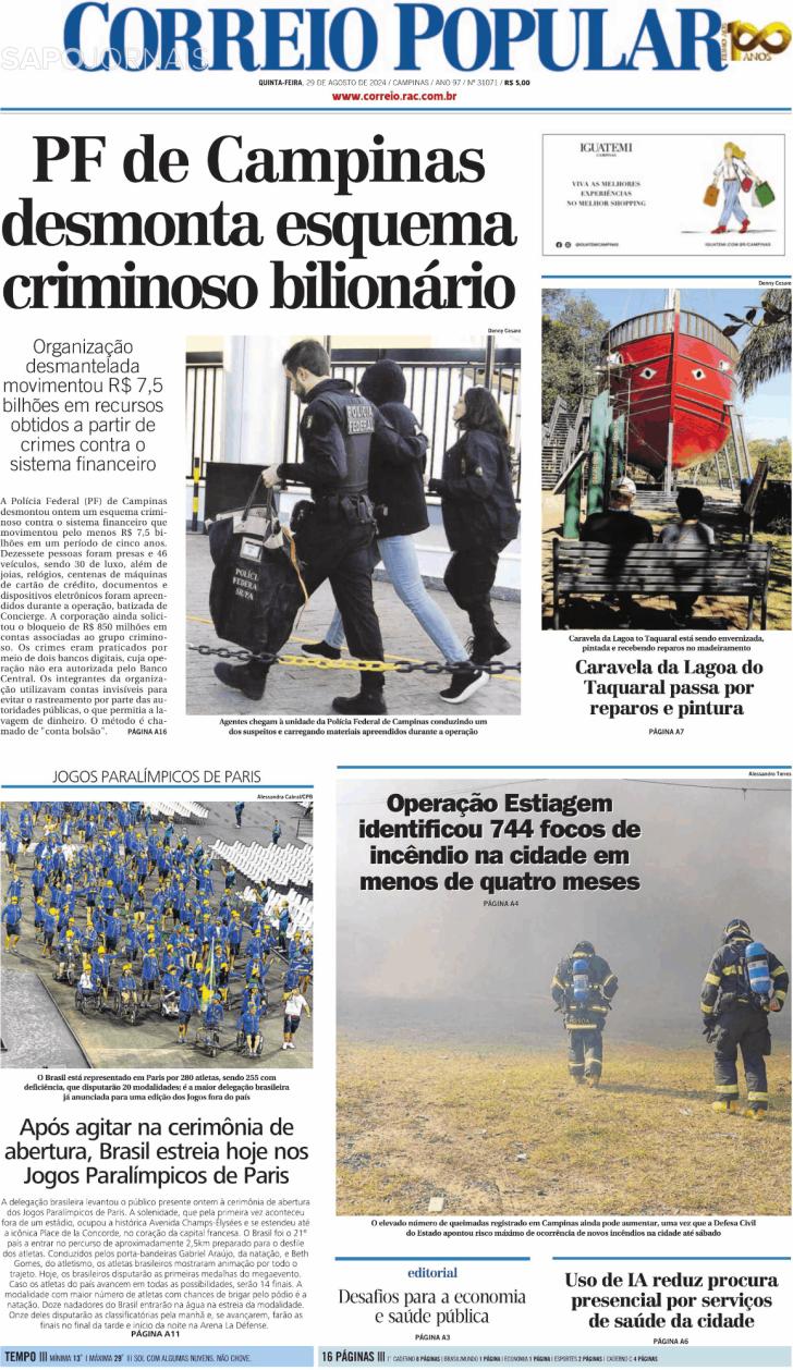 Capa Correio Popular - 2024-08-29