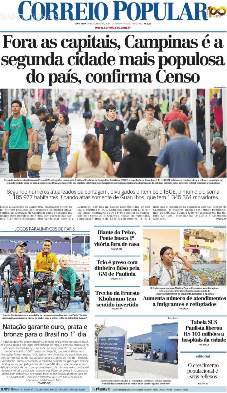 Capa Correio Popular - 2024-08-30