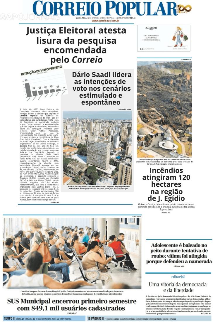 Capa Correio Popular - 2024-09-12