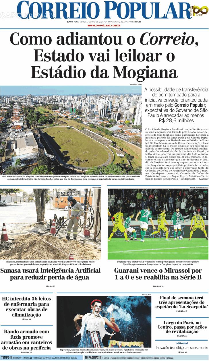 Capa Correio Popular - 2024-09-18
