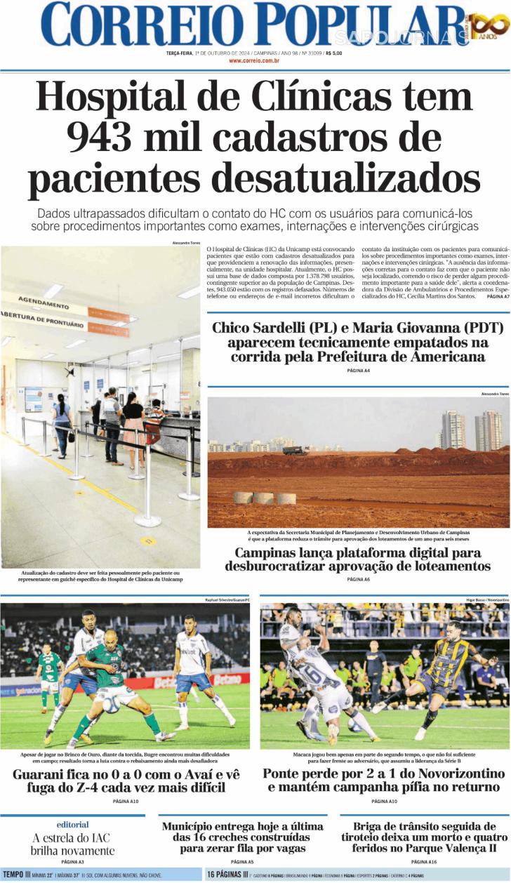 Capa Correio Popular - 2024-10-01