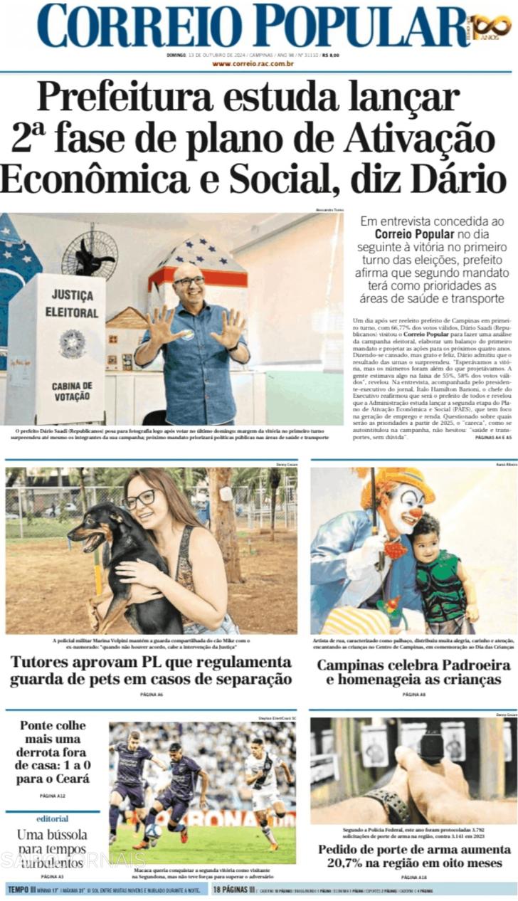 Capa Correio Popular - 2024-10-13