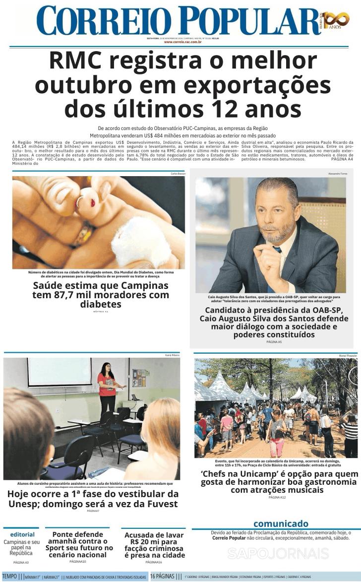 Capa Correio Popular - 2024-11-15