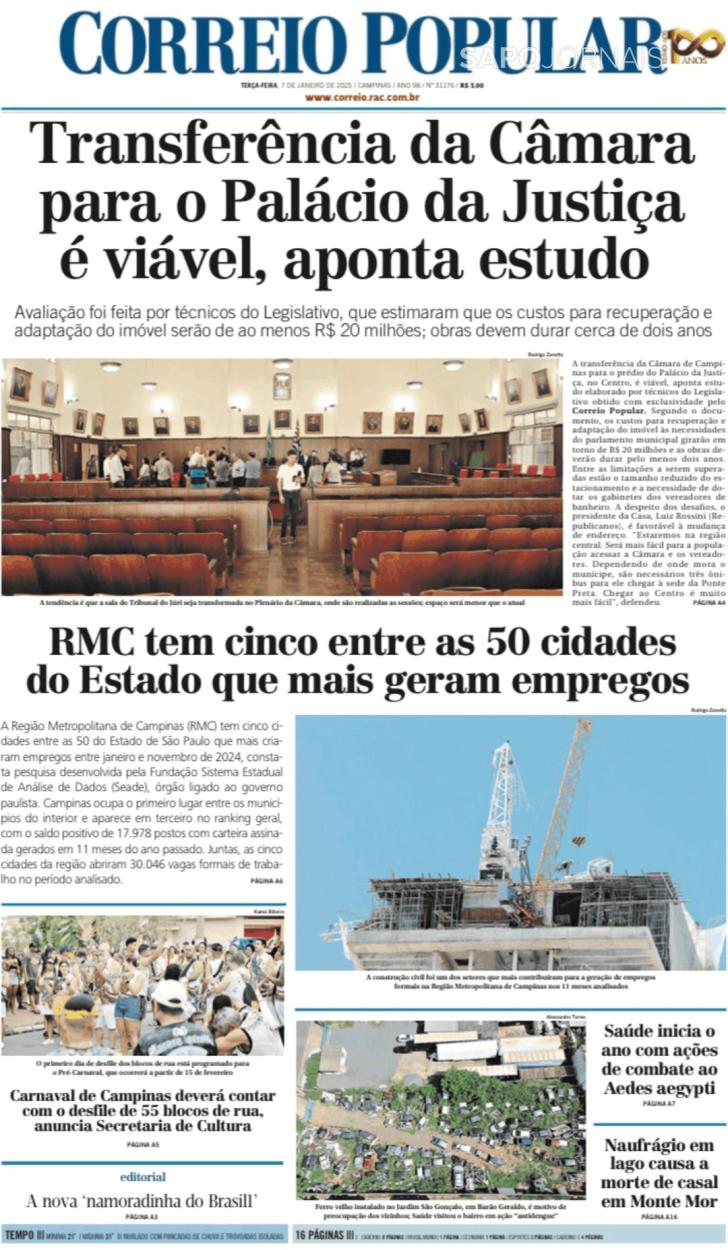 Capa Correio Popular - 2025-01-07