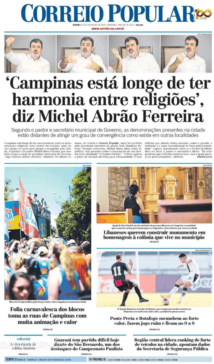 Capa Correio Popular - 2025-02-16