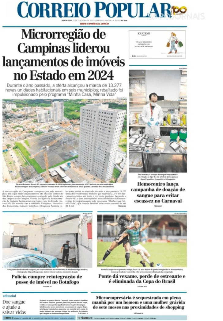 Capa Correio Popular - 2025-02-27