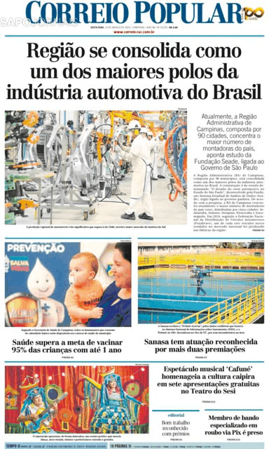 Capa Correio Popular - 2025-03-14