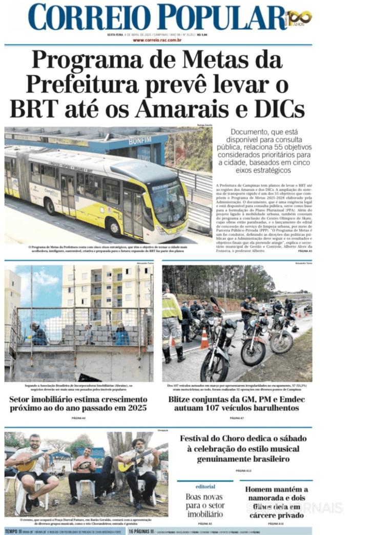 Capa Correio Popular - 2025-04-04