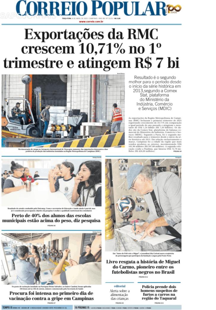 Capa Correio Popular - 2025-04-08