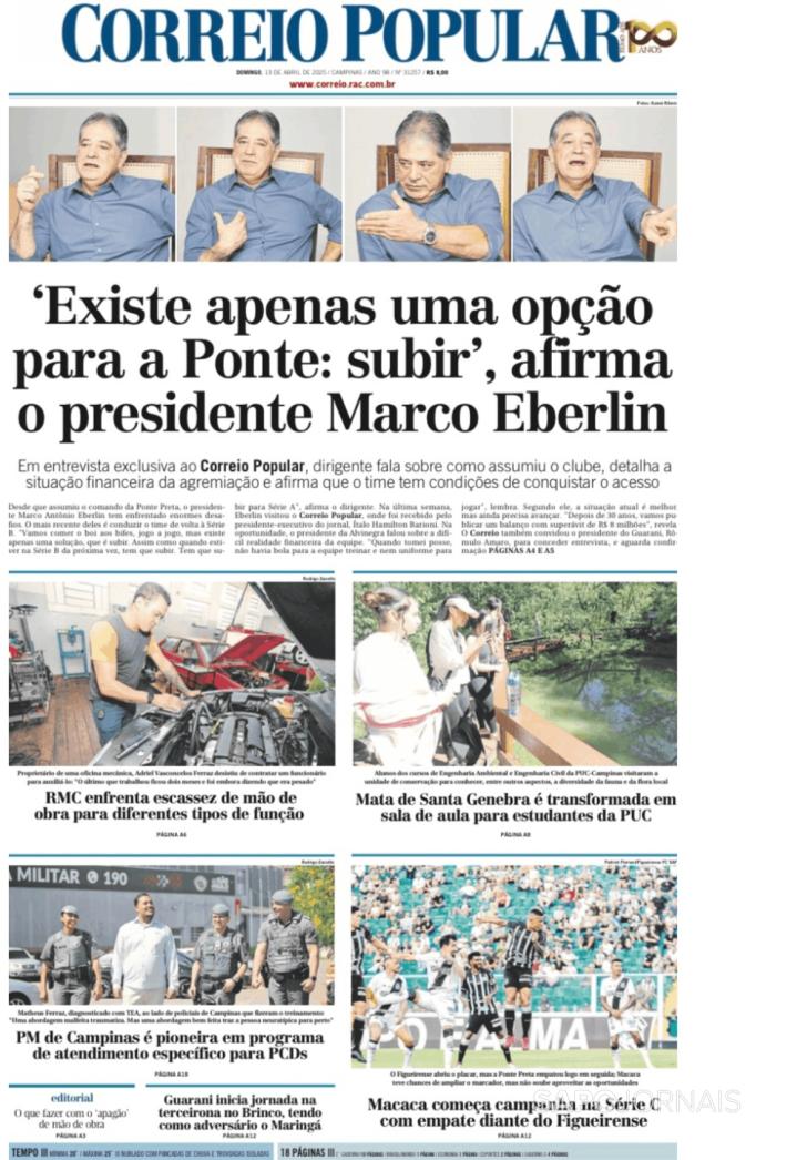 Capa Correio Popular - 2025-04-13