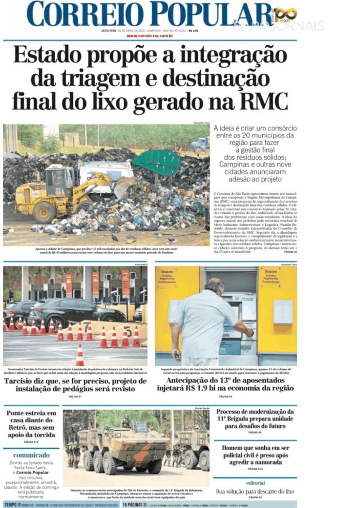 Capa Correio Popular - 2025-04-18