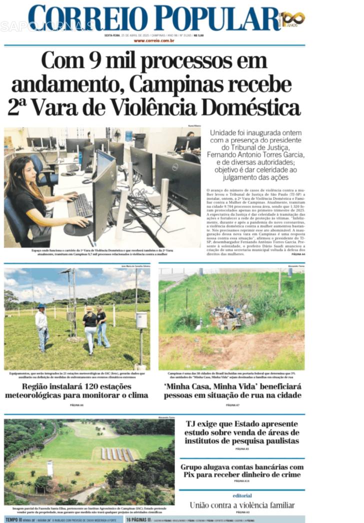 Capa Correio Popular - 2025-04-25