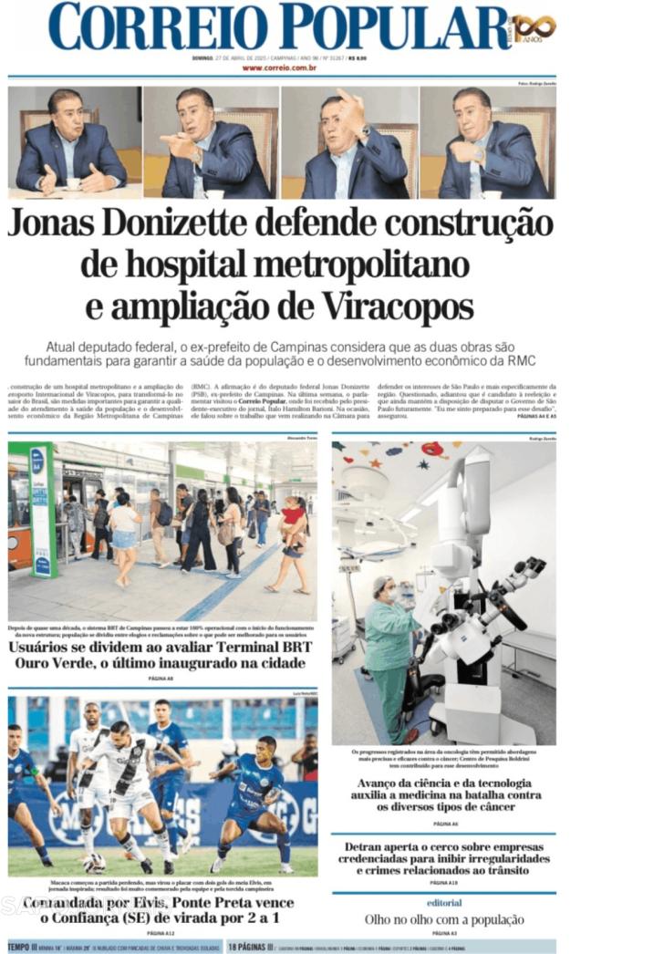 Capa Correio Popular - 2025-04-27