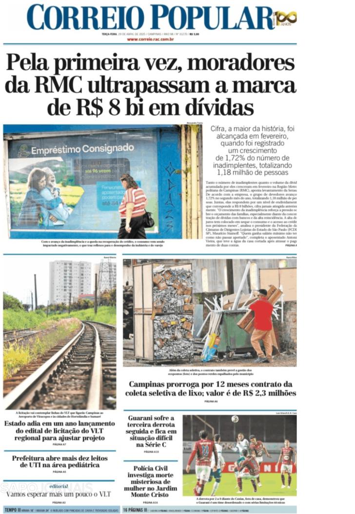Capa Correio Popular - 2025-04-30