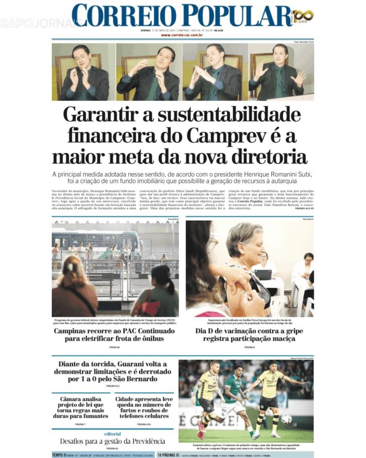 Capa Correio Popular - 2025-05-11