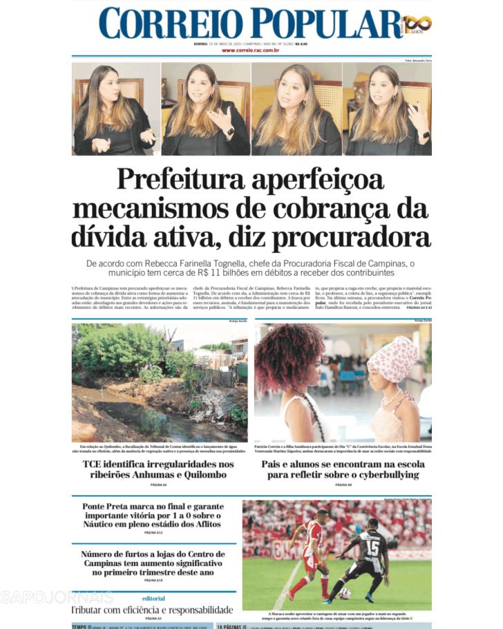 Capa Correio Popular - 2025-05-25