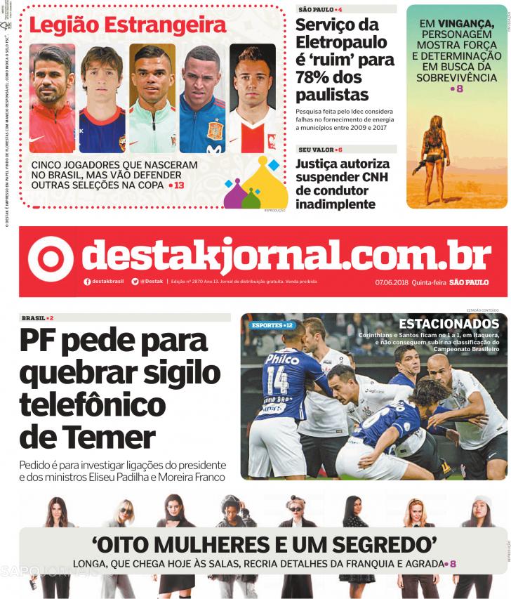 Capa Destak-So Paulo - 2018-06-07