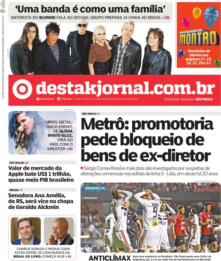 Capa Destak-So Paulo - 2018-08-03