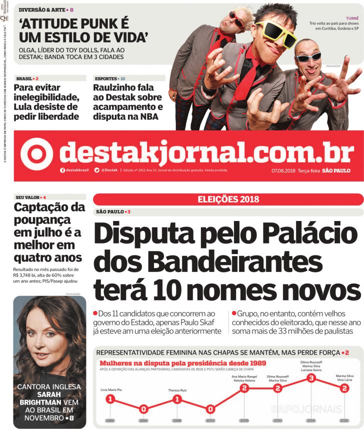 Capa Destak-So Paulo - 2018-08-07