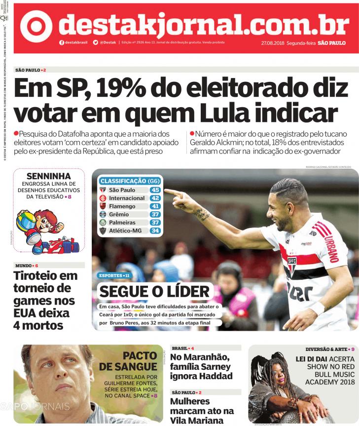 Capa Destak-So Paulo - 2018-08-27