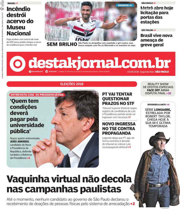 Capa Destak-So Paulo - 2018-09-03