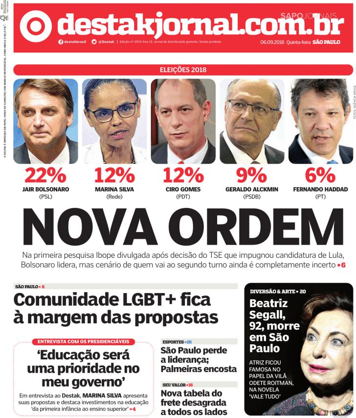 Capa Destak-So Paulo - 2018-09-06