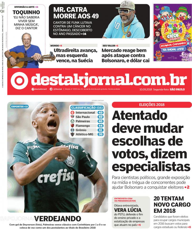 Capa Destak-So Paulo - 2018-09-10