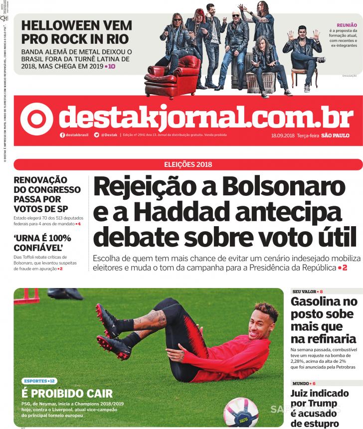 Capa Destak-So Paulo - 2018-09-18