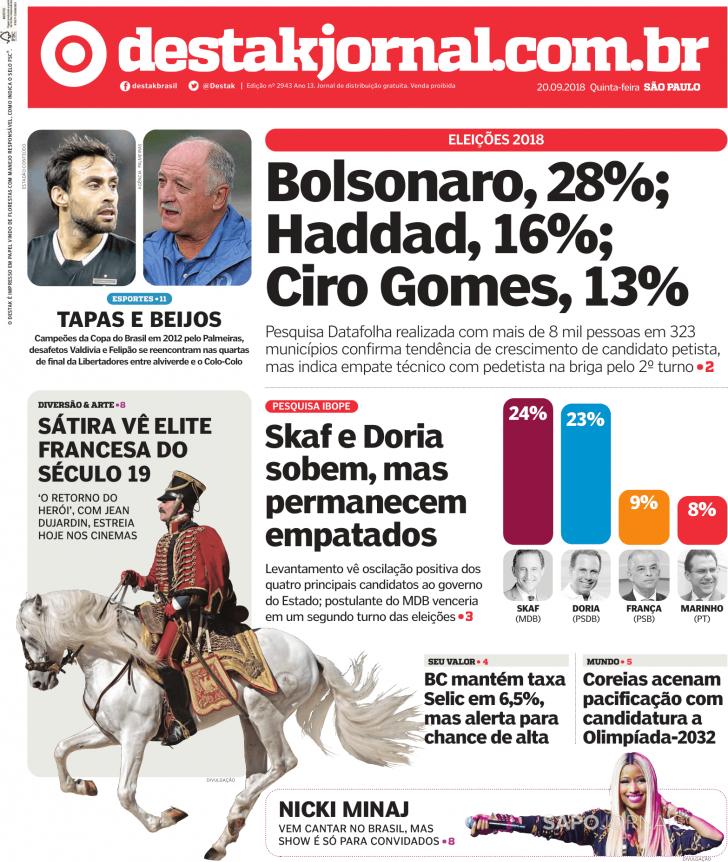 Capa Destak-So Paulo - 2018-09-20