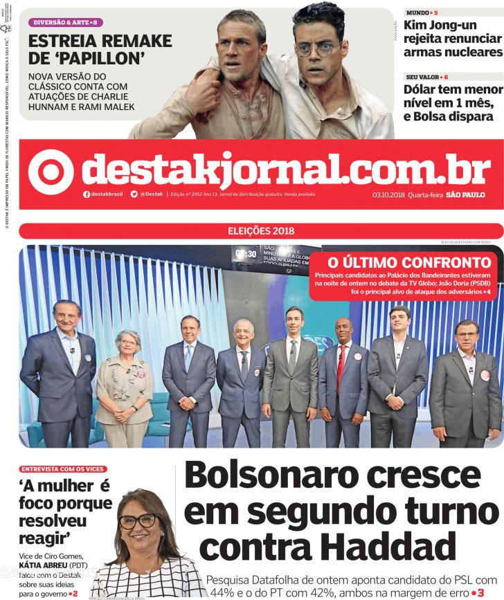 Capa Destak-So Paulo - 2018-10-03