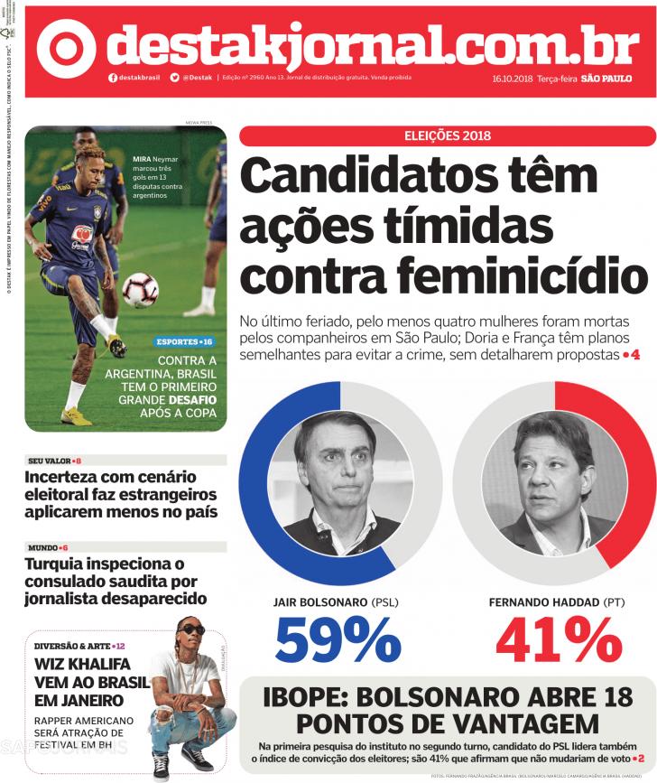 Capa Destak-So Paulo - 2018-10-16