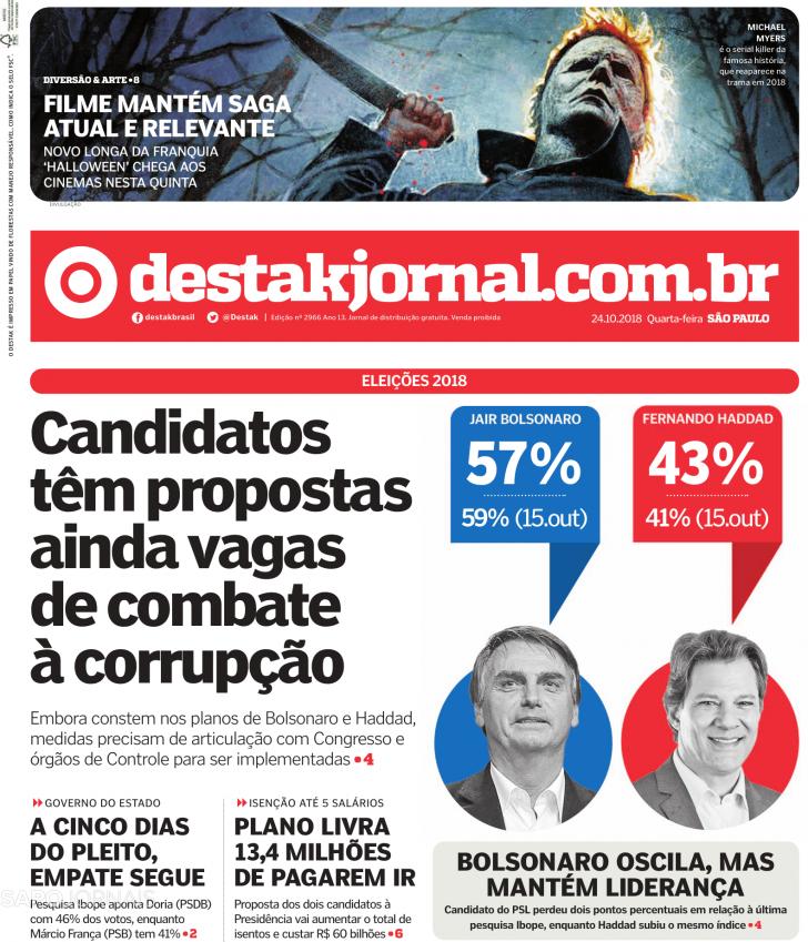 Capa Destak-So Paulo - 2018-10-24