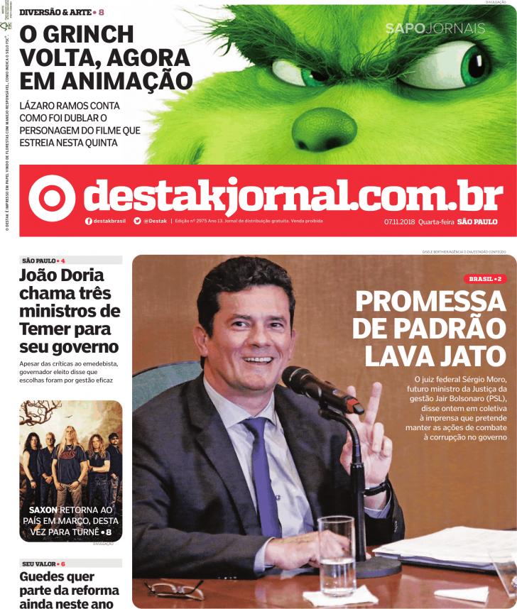 Capa Destak-So Paulo - 2018-11-07