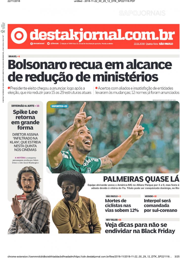 Capa Destak-So Paulo - 2018-11-22