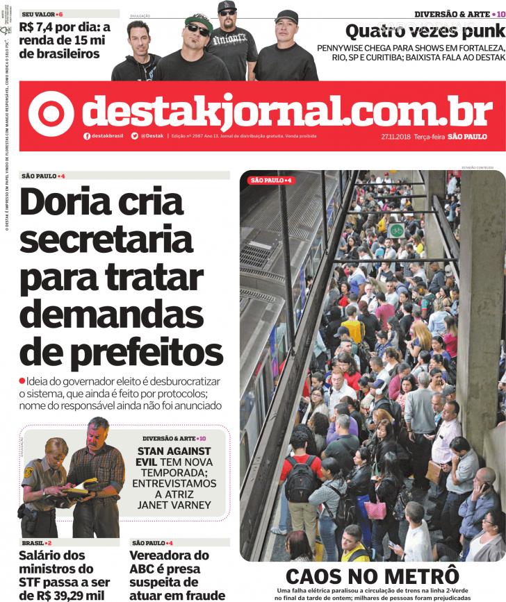Capa Destak-So Paulo - 2018-11-27