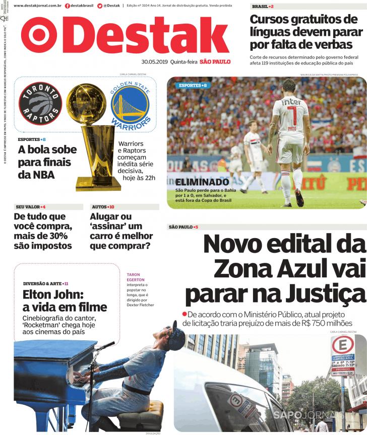 Capa Destak-S�o Paulo - 2019-05-30