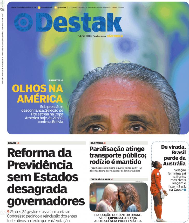 Capa Destak-S�o Paulo - 2019-06-14