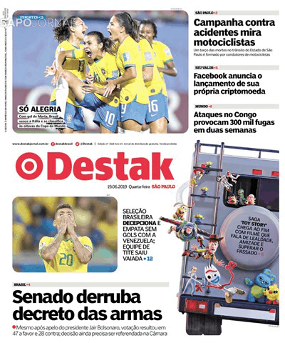 Capa Destak-S�o Paulo - 2019-06-19