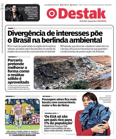Capa Destak-S�o Paulo - 2019-08-26