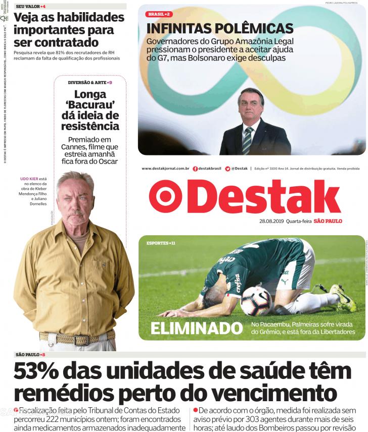 Capa Destak-S�o Paulo - 2019-08-28