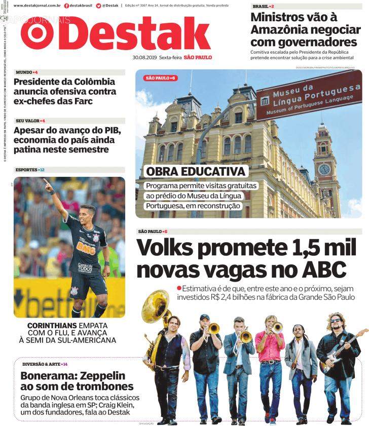 Capa Destak-S�o Paulo - 2019-08-30
