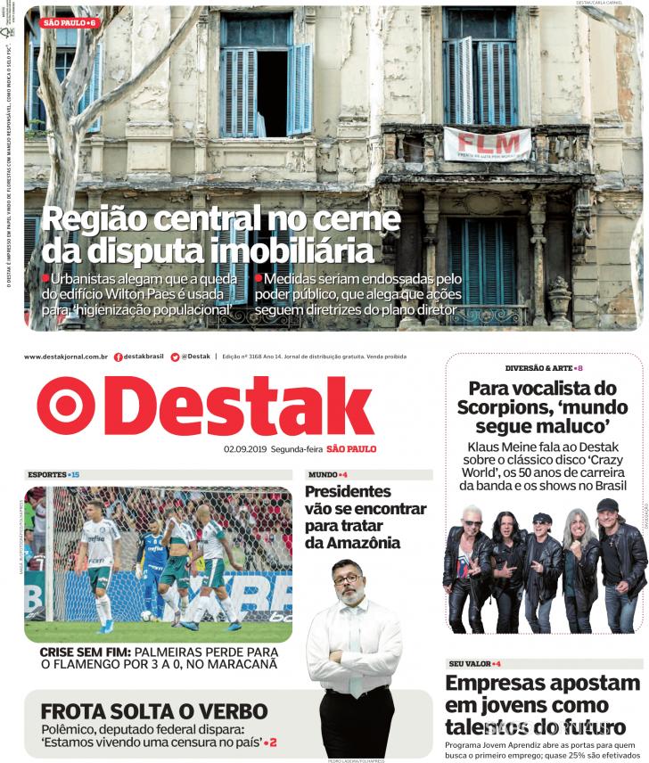 Capa Destak-S�o Paulo - 2019-09-02