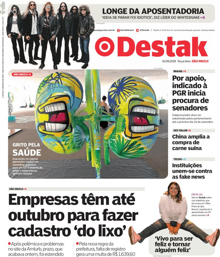 Capa Destak-S�o Paulo - 2019-09-10