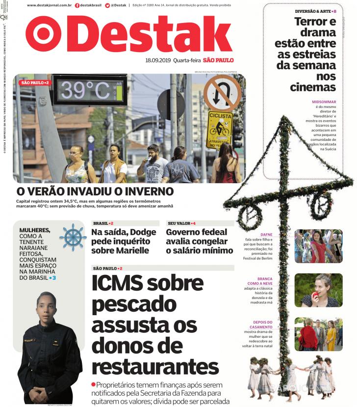 Capa Destak-S�o Paulo - 2019-09-18