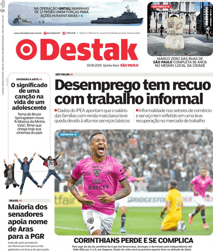 Capa Destak-S�o Paulo - 2019-09-19